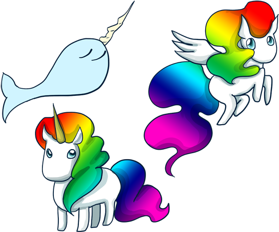 Anime Unicorn Drawings Narwhal Unicorn And Pegasus - Unicorn (600x480)