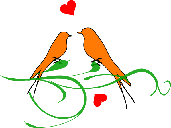 Love Birds On Branch Clip Art - Clip Art (600x449)
