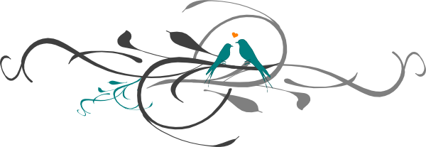 Teal Clipart Love Bird - Teal Love Birds Clipart (600x207)