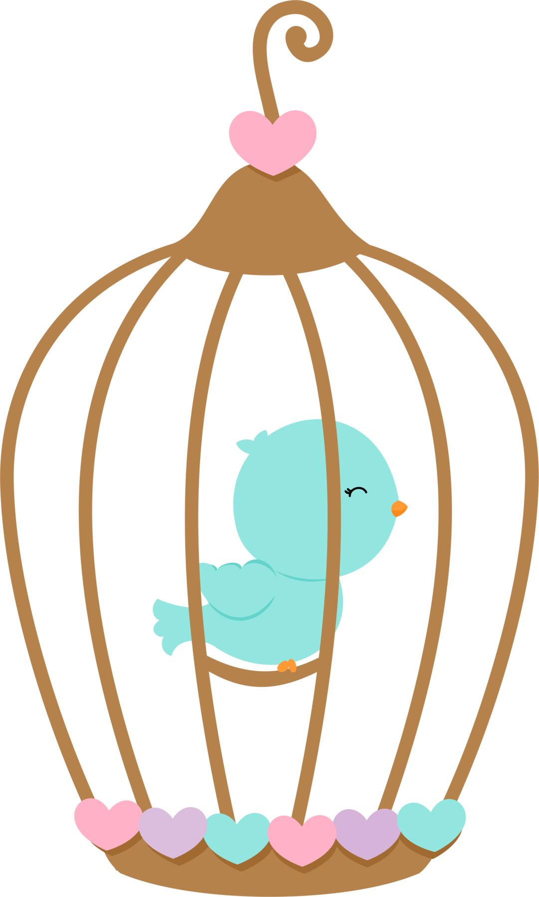 Aves & Passáros & Corujas Etc - Bird In Cage Clipart (1080x1797)
