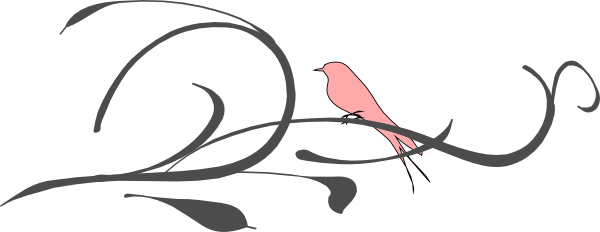 Pink Bird On A Branch Clip Art - Clip Art (600x232)
