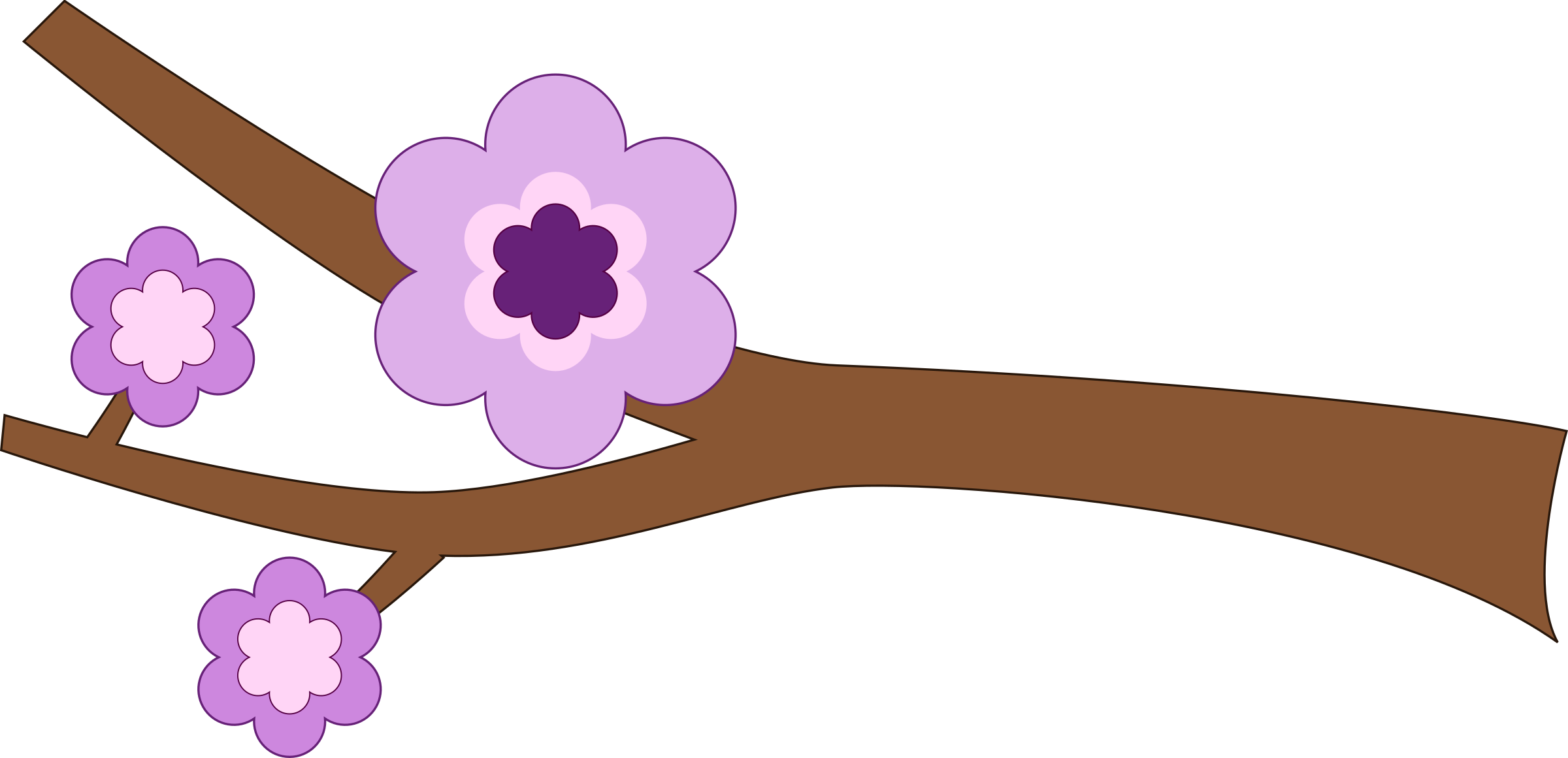 Purple Flower Longer Branch Icons Png - Branch Clipart (2400x1161)