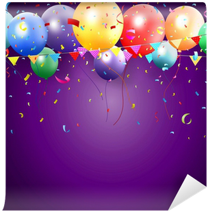 Birthday Poster With Balloon And Confetti Wall Mural - Birthday (400x400)
