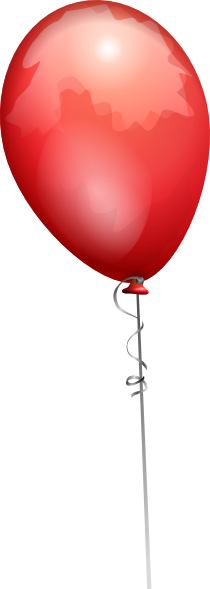 Red Balloon Long String Clip Art - Balloon On String Transparent (210x589)
