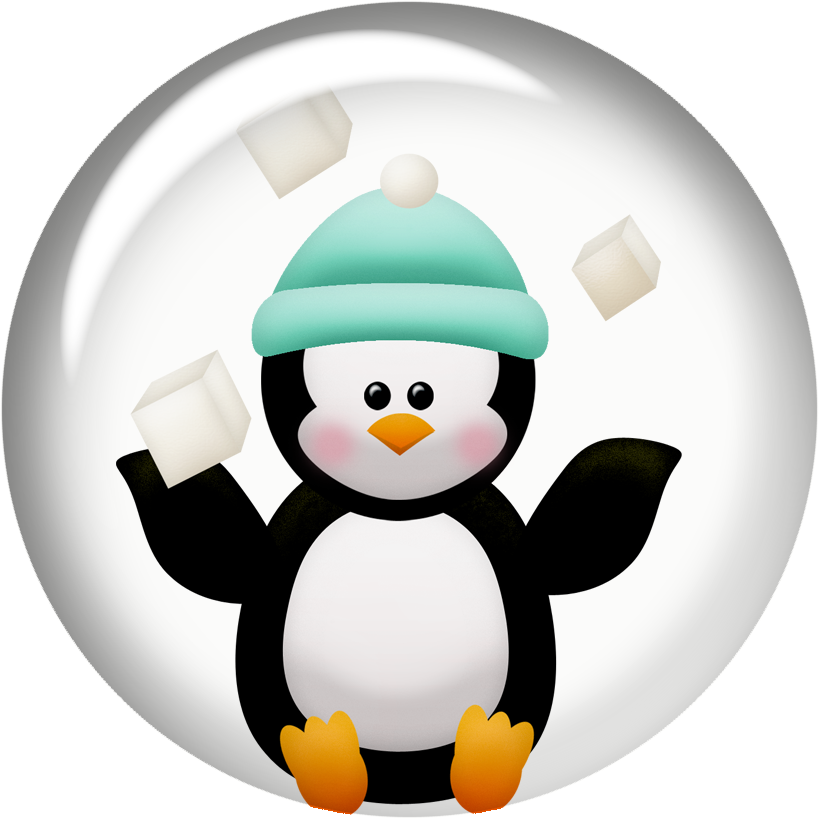 Penguins And Flowers Of The Winter Clip Art - Hi Pinguin Clipart (819x819)