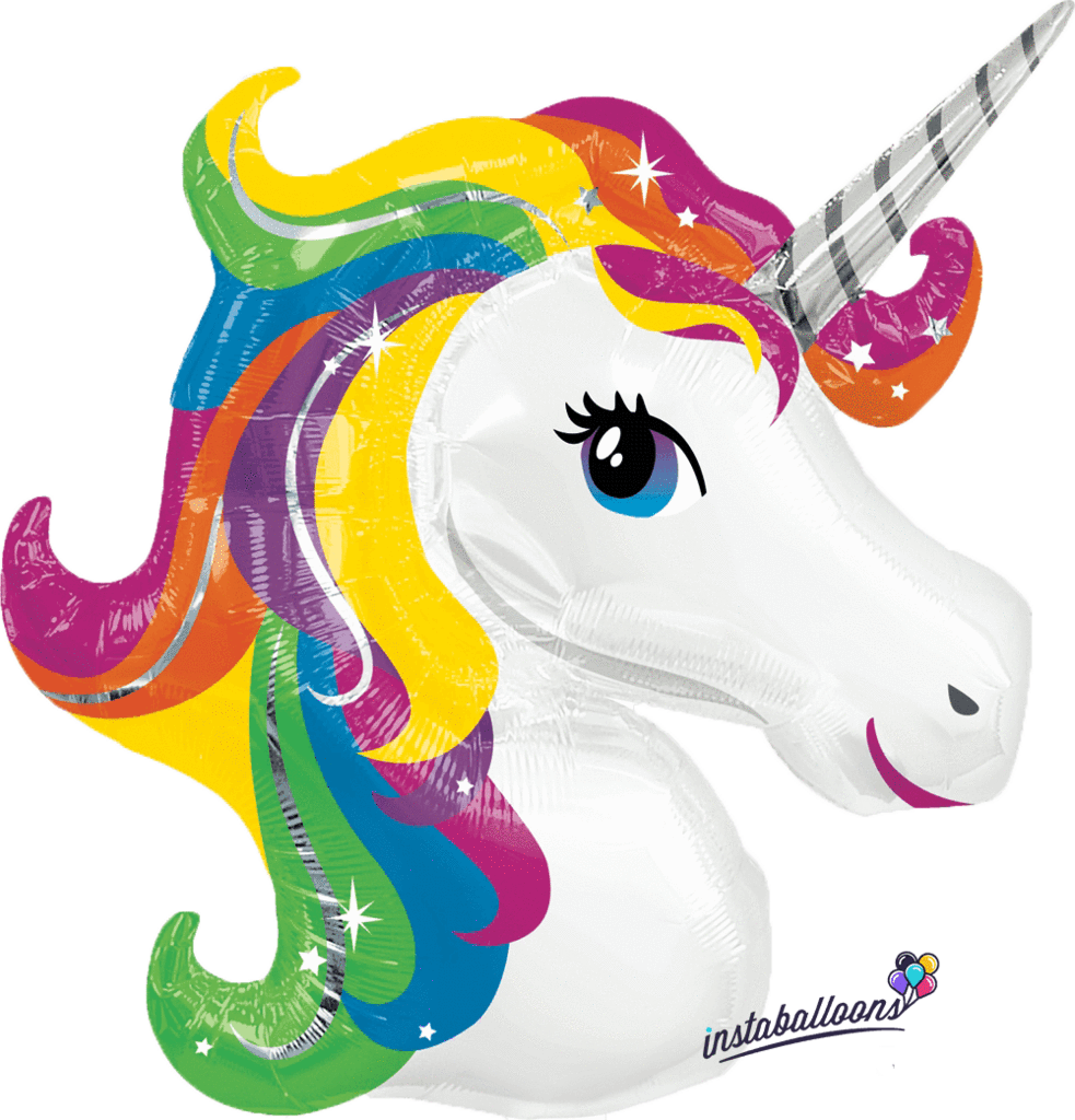 Rainbow Unicorn Jumbo 33" Balloon - 1 X Unicorn Head Helium Foil Balloon Supershape 38 (983x1024)