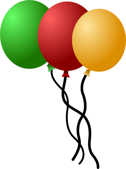 Balloons Clip Art At Clker - Gambar Animasi 3 Balon (444x593)