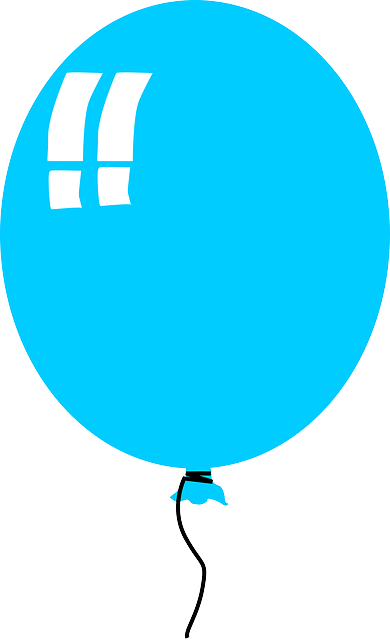 Birthday One, Blue, Kids, Recreation, Cartoon, Free, - Balloon Clip Art (390x640)