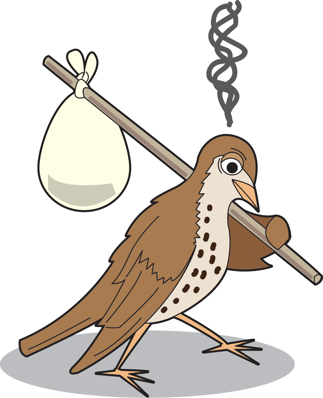 A Cartoon Of An Upset Bird With A Stick And Bindle - Climate Change On Birds (1319x1625)