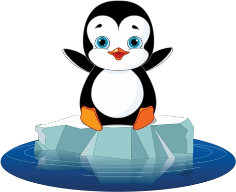 Cards - Penguin On Ice Clipart (500x500)