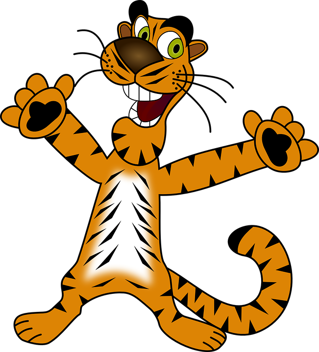 Cartoon Tiger Clipart - Happy Tiger Clipart (651x720)