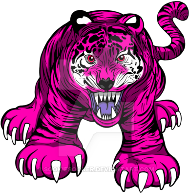 Pink Tiger Growl By Sookiesooker On Deviantart Rh Sookiesooker - Pink Tiger Png (400x400)