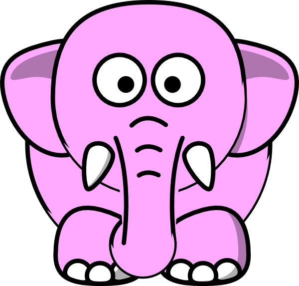 Pink Elephant Clip Art - Elephant Clipart Black And White (600x573)