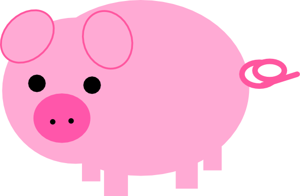 Pink Pig Clip Art - Pink Pig Clip Art (600x393)