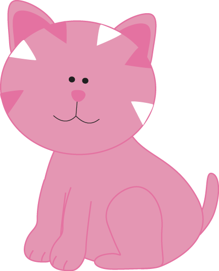 Pink Kitten Clip Art - Cute Pink Cat Clipart (433x535)