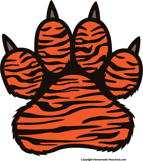 Footprint Clipart Tiger - Paw Print Of A Tiger (462x518)