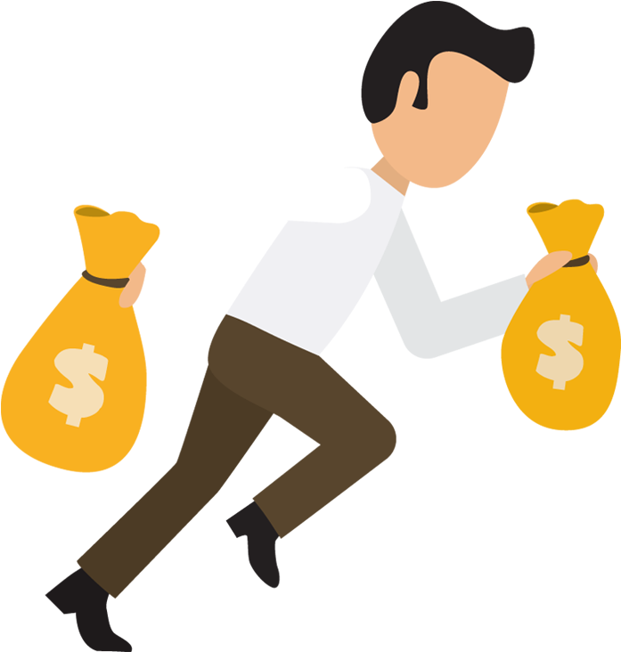 Cartoon Business Man Run With Money Bags 1designshop - Man With Money Png (700x740)