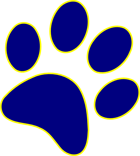 Blue Lion Paw Prints - Blue And Gold Paw Print (534x595)