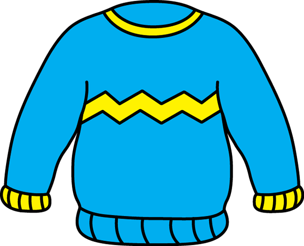 Blue And Yellow Zig Zag Sweater Clip Art - Jumper Clipart (600x486)