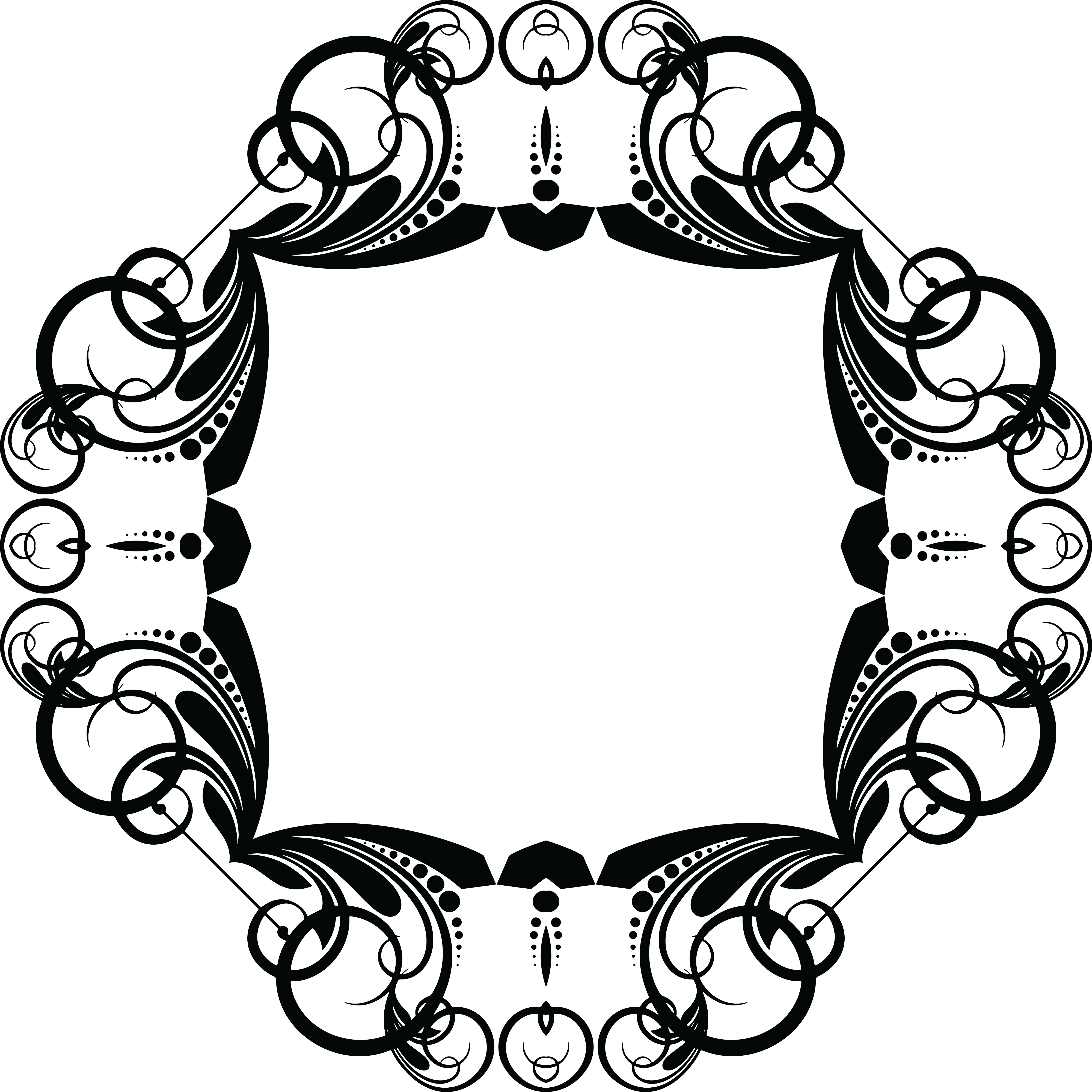 Free Clipart Of A Frame Design Element - Black And White Flower Circle Border Pattern (4000x4000)