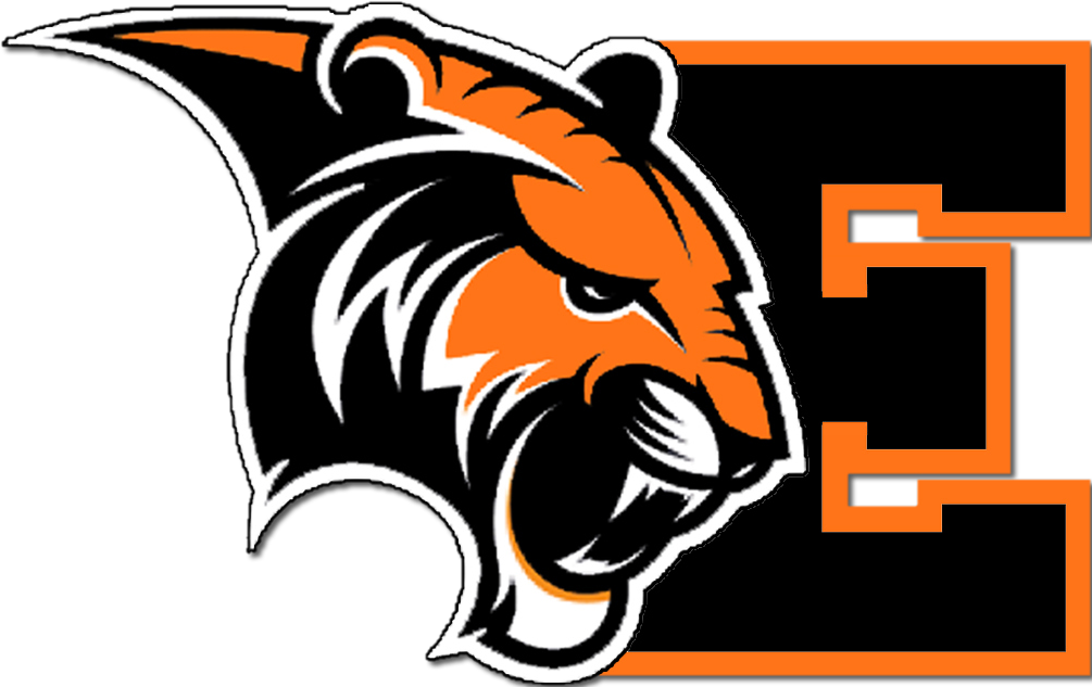 Black E Large Tiger Orange - Erie High School Colorado Logo (1005x633)