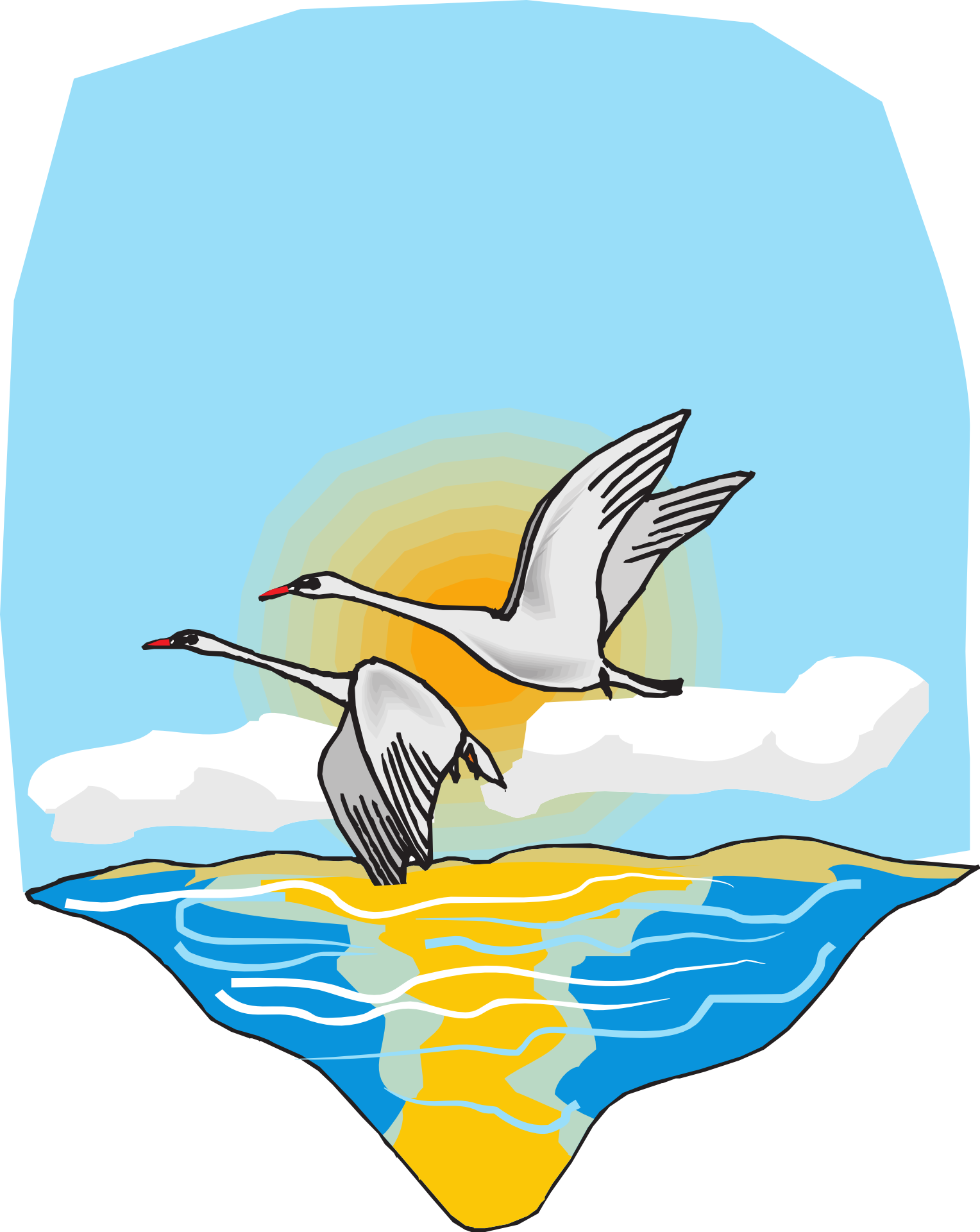 Sea Bird Clipart Flying - Birds Flying Over The Sea Clipart (1528x1920)