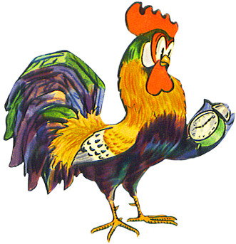 Flying Bird With Letter Png - Rooster With A Clock (341x354)
