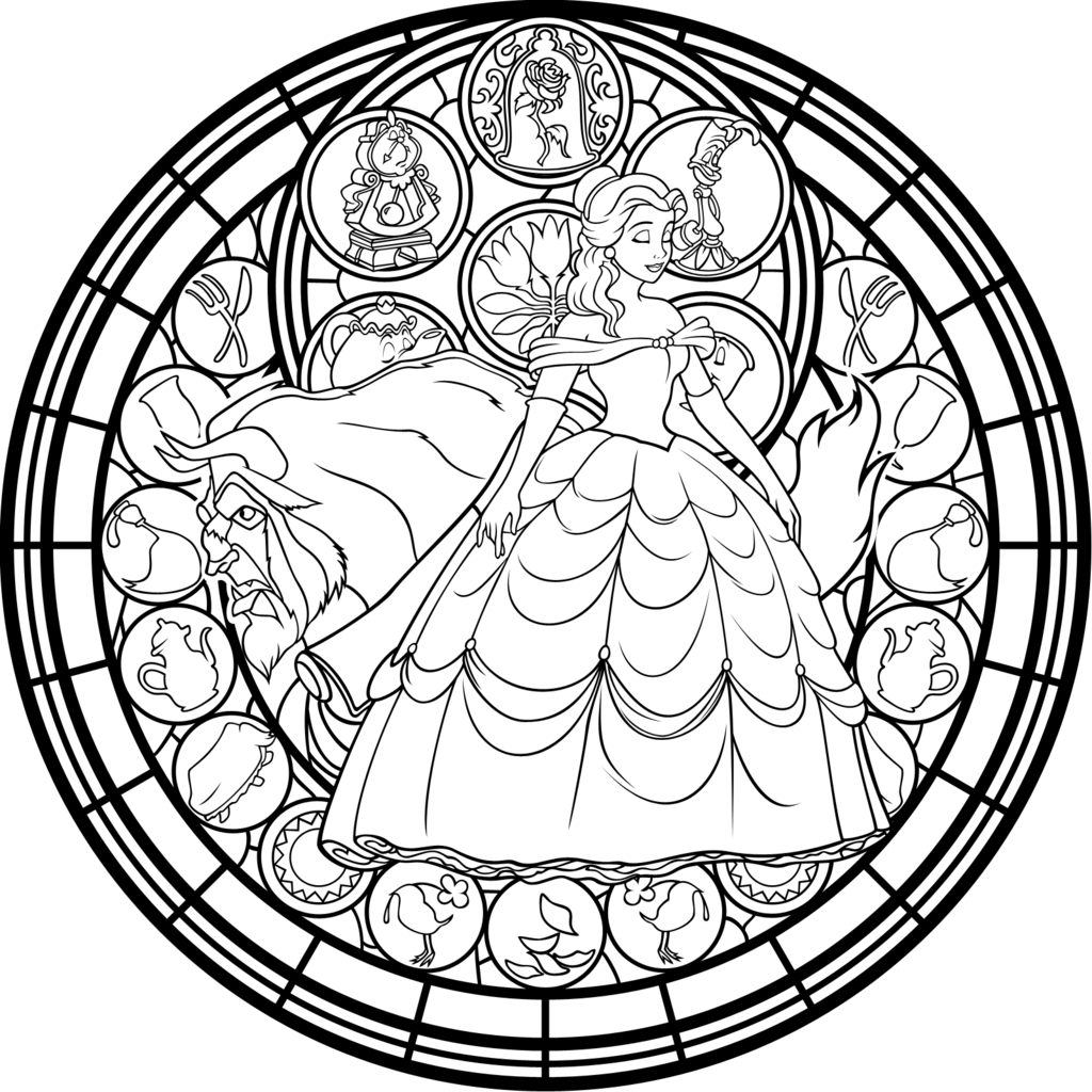Drawn Glass Colouring - Stain Glass Window Coloring Page (1024x1024)