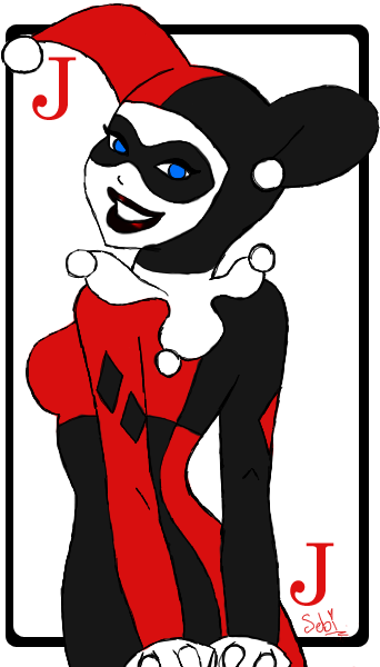The Jokers Card By Sebithelost On Deviantart - Harley Quinn And Joker Cards (370x616)