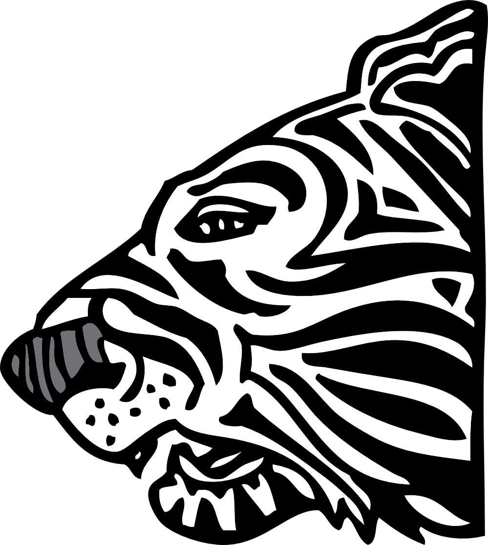 Tiger Clipart Black And White - Tiger Clip Art (999x1116)