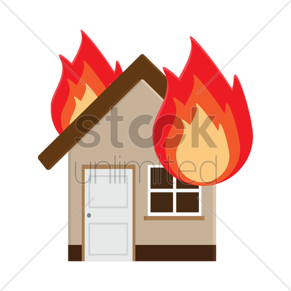 Burning House Cartoon - Burning House Clipart (600x600)