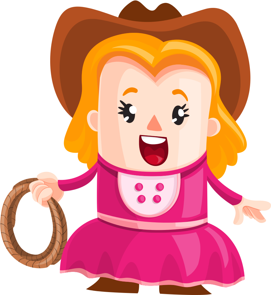 Cowboy Girl Vector Png Image - Cartoon (1062x1167)