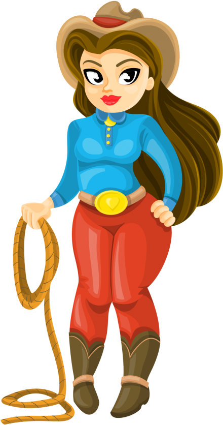 Cowboy Girl Vector Png Transparent Image - Cowboy Girl Cartoon (500x914)