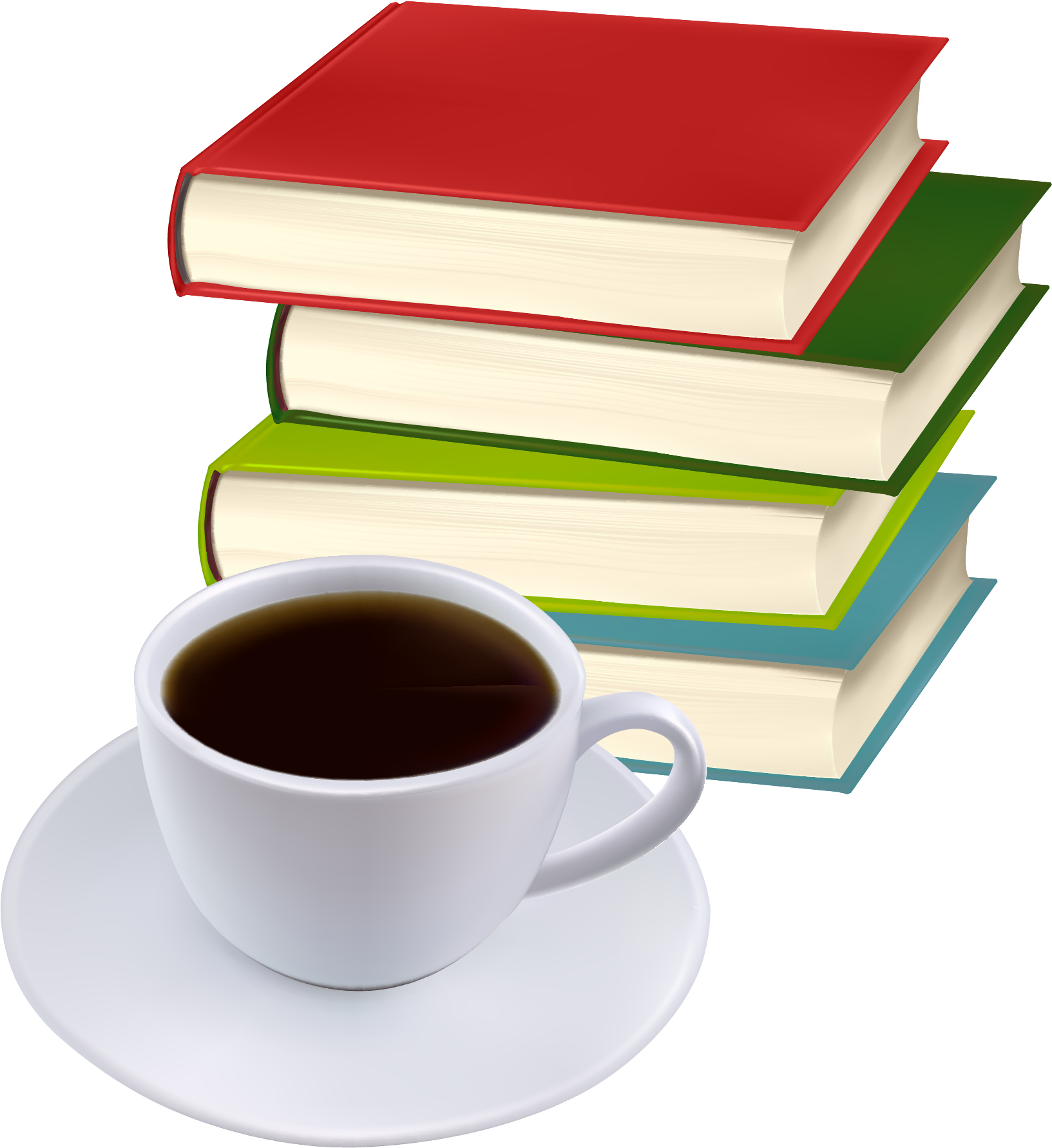 Books And Coffee Vector - Transparent Stack Of Books (2083x2083)
