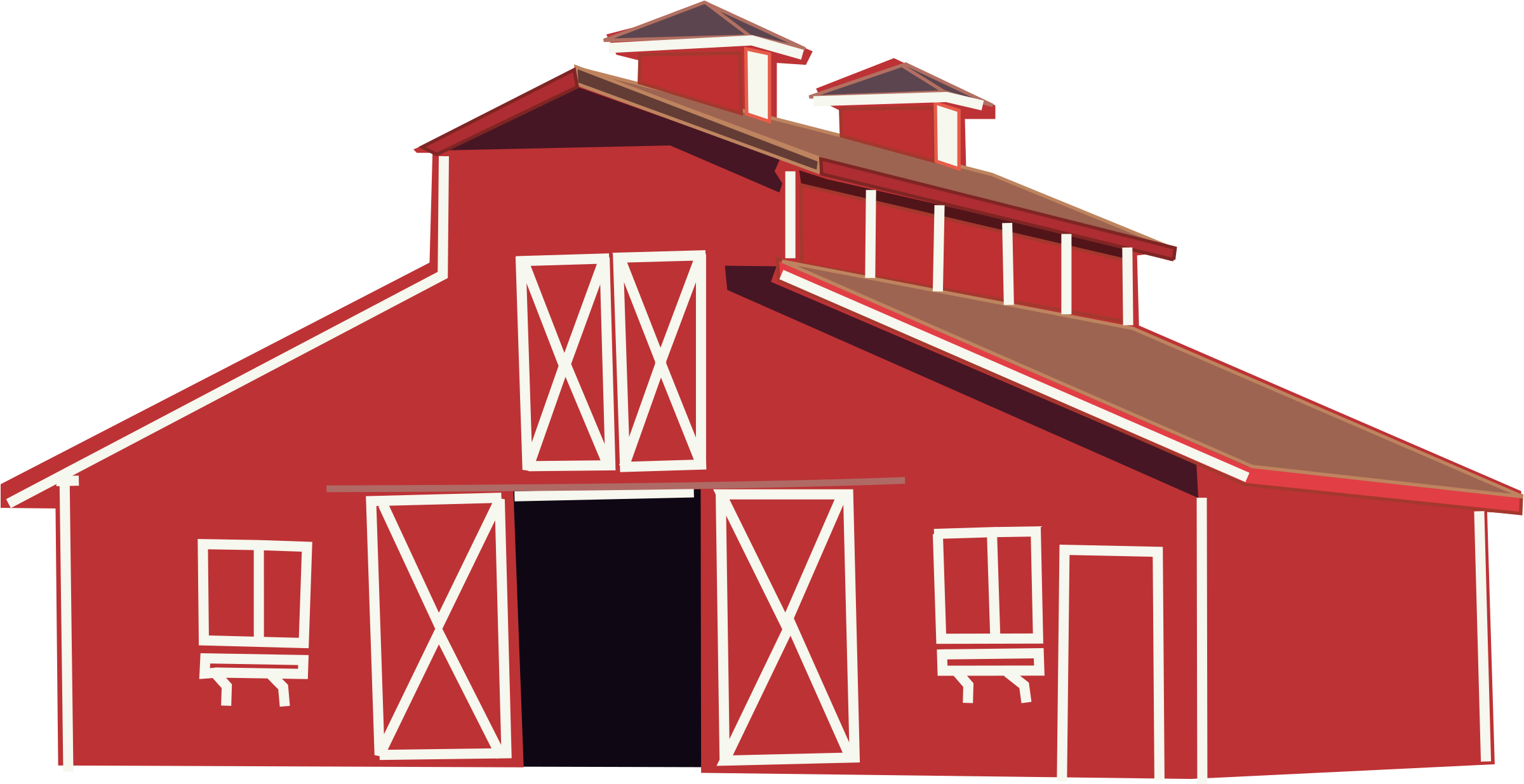 Barn Clipart Transparent - Red Barn (2400x1242)