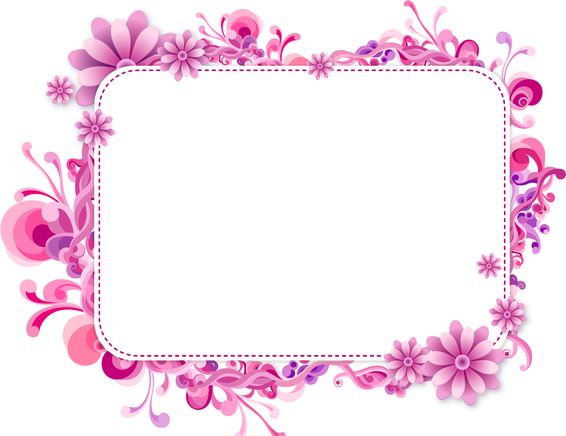 Pink Floral Vector Frame Png - Floral Transparent Frames (2362x1890)
