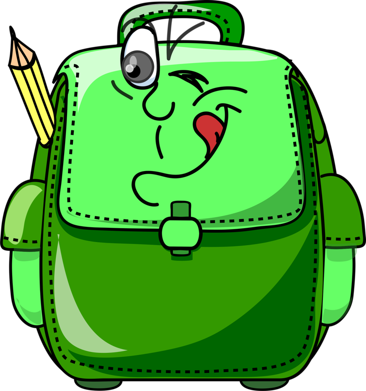 Green School Bag Clipart (748x800)