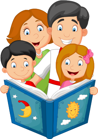 Clipart Kitap Okuyan Aile - Read Story Cartoon (481x449)