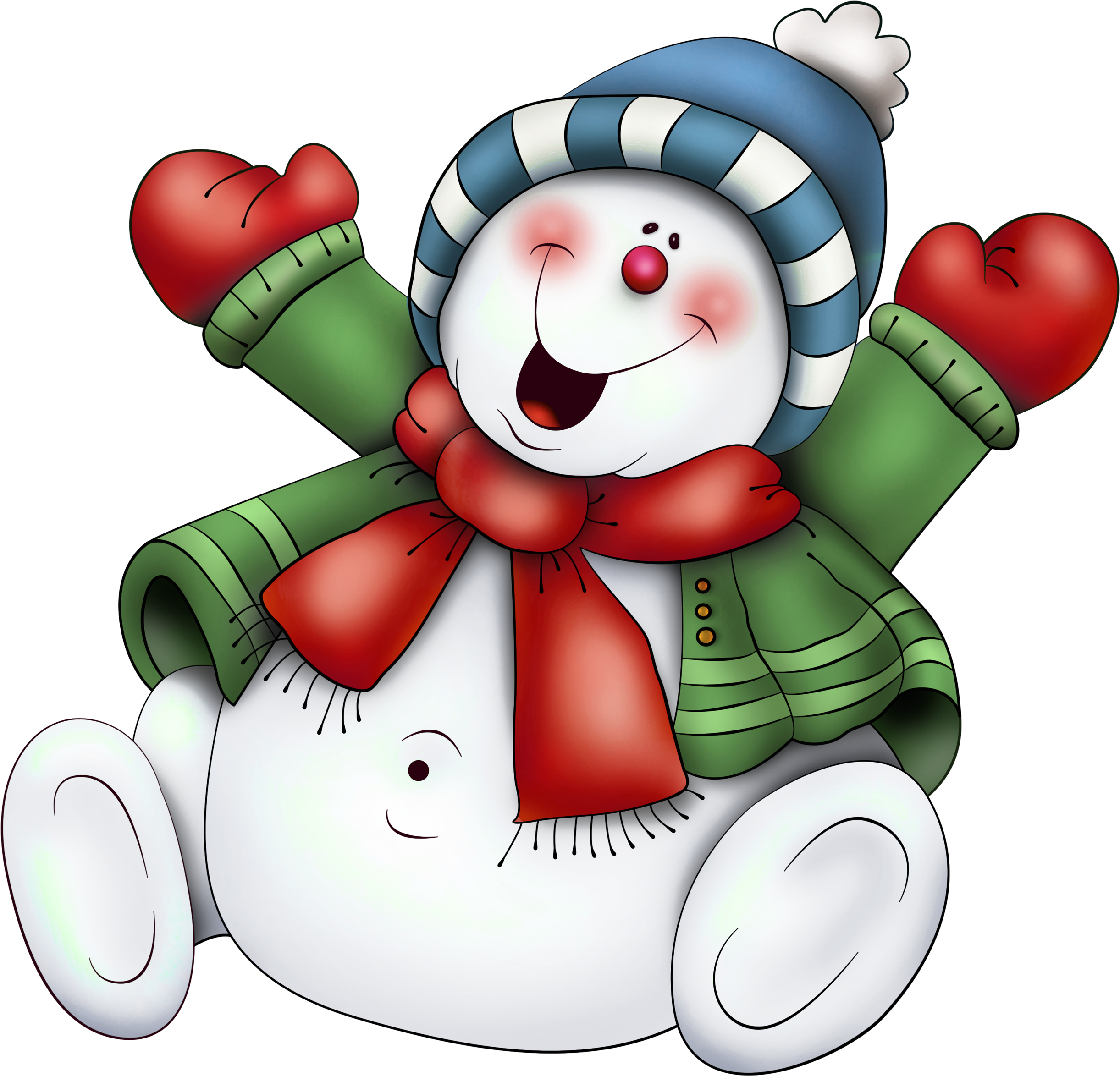Snowman With Scarf Png Clipart - Cute Snowman Clipart (2511x2402)