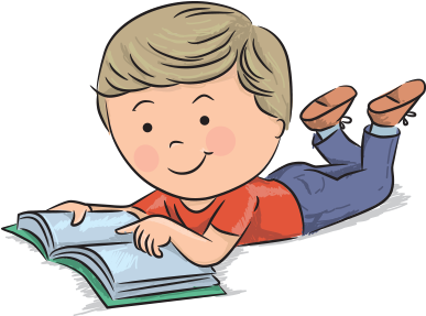 Clipart Yere Yatarak Kitap Okuyan Erkek Çocuk - Okuma Ile Ilgili Afiş (400x406)