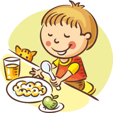 Clipart Yemek Yiyen Erkek Çocuk - 吃飯 卡通 (500x400)