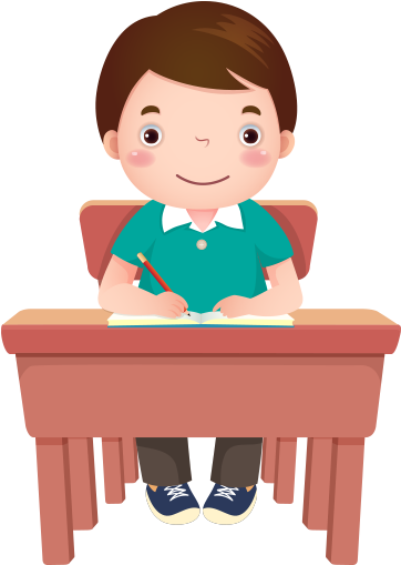 Clipart Sırada Oturup Kitap Okuyan Kız Çocuğu - Yazı Yazan Çocuk Clipart (446x515)