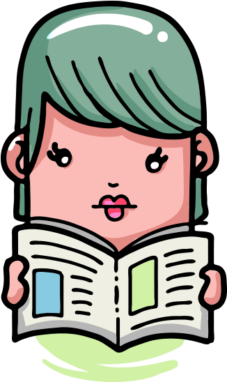 Clipart Kitap Okuyan Parmak Bayan - Illustration (468x547)