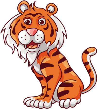 Lovely Cute Cartoon Tiger Clip Art Portfolio Categories - Tiger Cartoon Transparent Background (410x450)