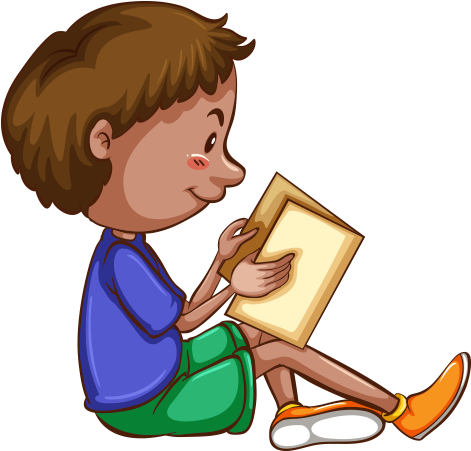 Clipart Oturarak Kitap Okuyan Çocuk - Reading And Writing Kids (568x484)