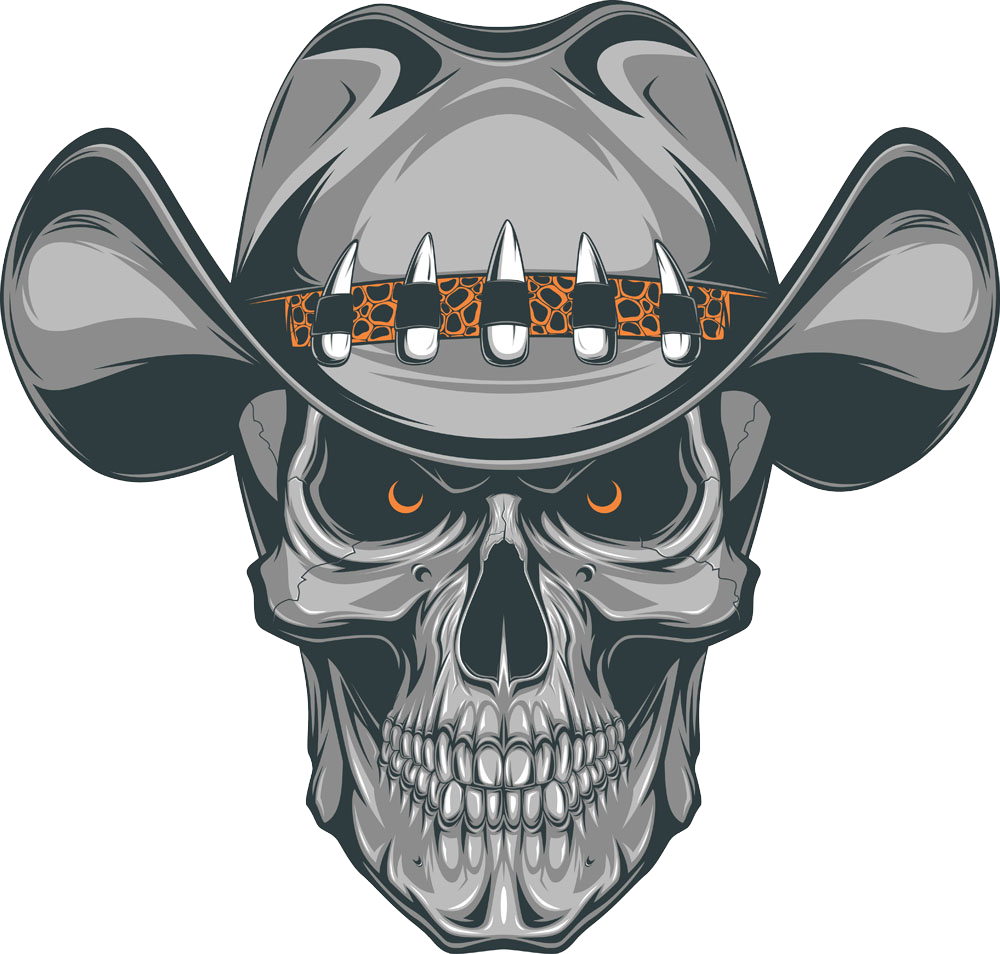 Old School Skull Cowboy - Cowboy Skull Tattoo Designs (1000x954)