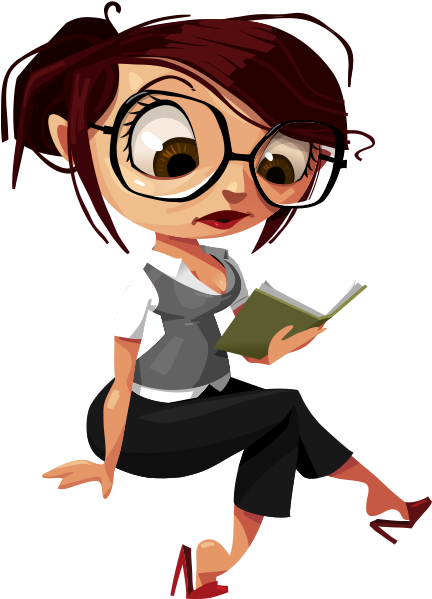 Clipart Oturur Pozisyonda Kitap Okuyan Bayan - Illustration (470x600)