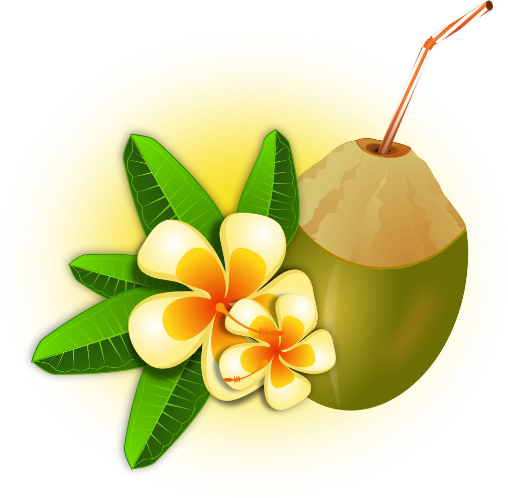 Hawaii Clipart Hawaiian Food - Tropical Coconut Cocktail Floral Wall Tapestry (1200x1124)