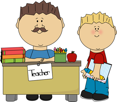 Teacher And Students Clip Art - Funny Teacher And Student (500x434)