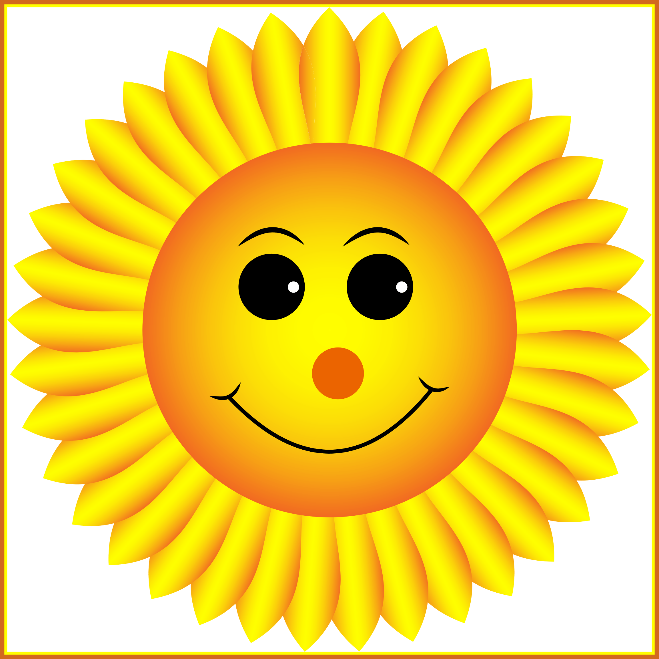 Sun Flower Sunflower Clipart Png Incredible Sunflower - Sunflower With Smiley Face (2306x2304)